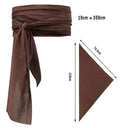 Men's Brown Pirate Costume Set with Burgundy Sash
