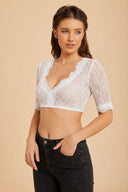 Women’s Oktoberfest White Lace Cropped Dirndl Blouse
