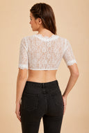 Women’s Oktoberfest White Lace Cropped Dirndl Blouse