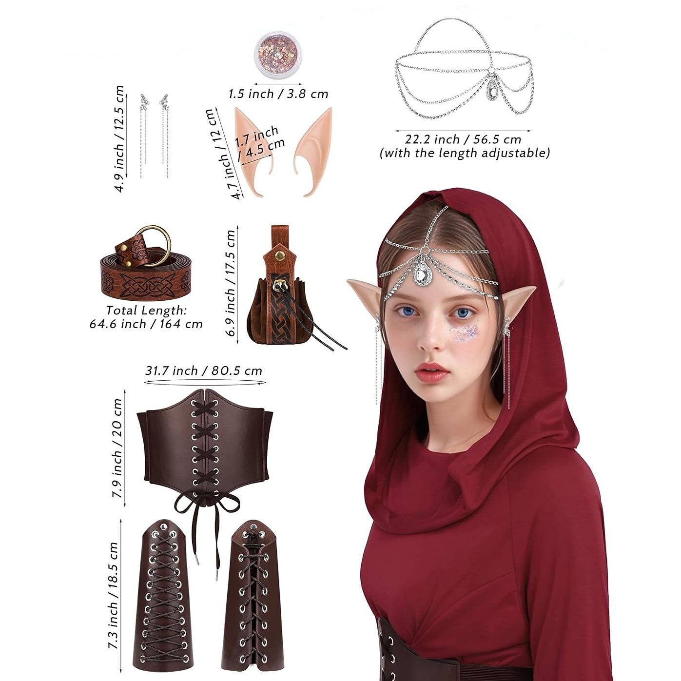 Medieval Asymmetrical Dress with Headpiece Corset Armors