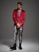 Men's Gothic Skeleton Bodysuit 2-Piece Halloween Costume Set