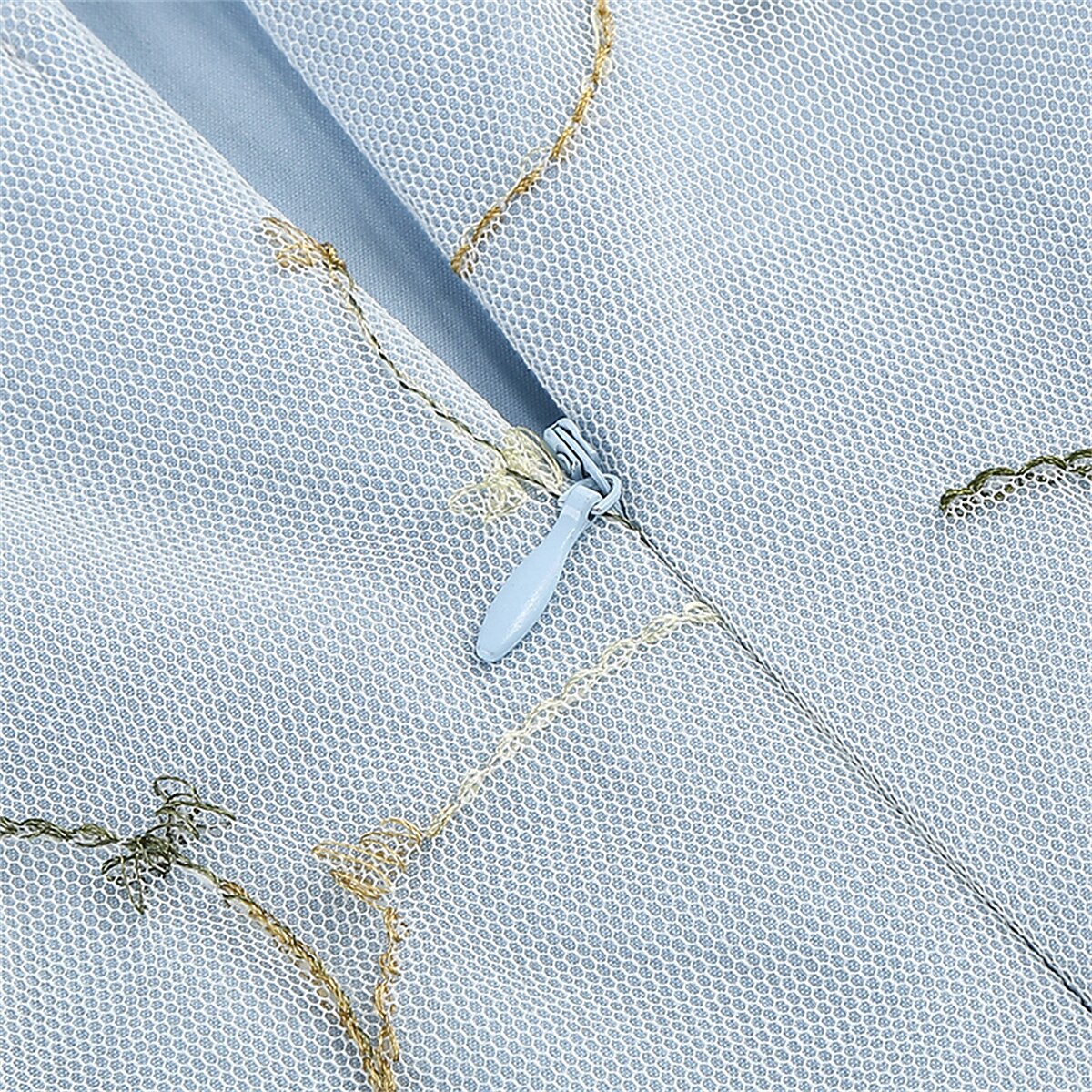 Embroidered Floral Tulle Midi Dress