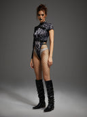 Women's Skeleton Bodysuit & Shoulder Cape 2-Piece Costume Set