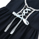 Oktoberfest Blue Mini Dirndl Dress with Lace-Up Bodice