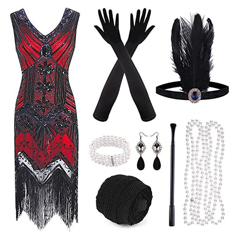 Red Flapper Dress with ACCs