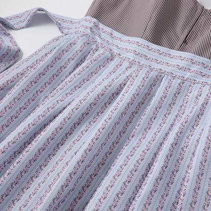 Traditional Bavarian Dirndl Dress with Striped Apron