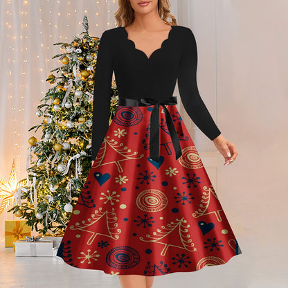 Christmas A-Line Print Dress