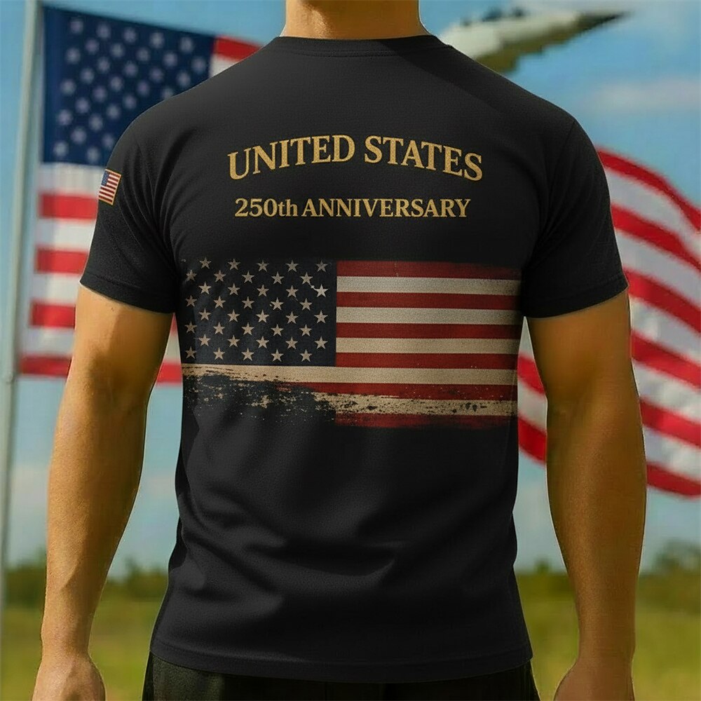 Men's American 250th Eagle American Flag Patriotic Printed T-shirt