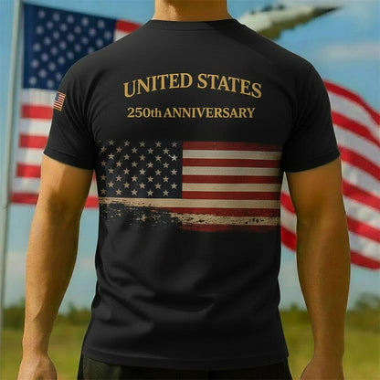 Men's American 250th Eagle American Flag Patriotic Printed T-shirt