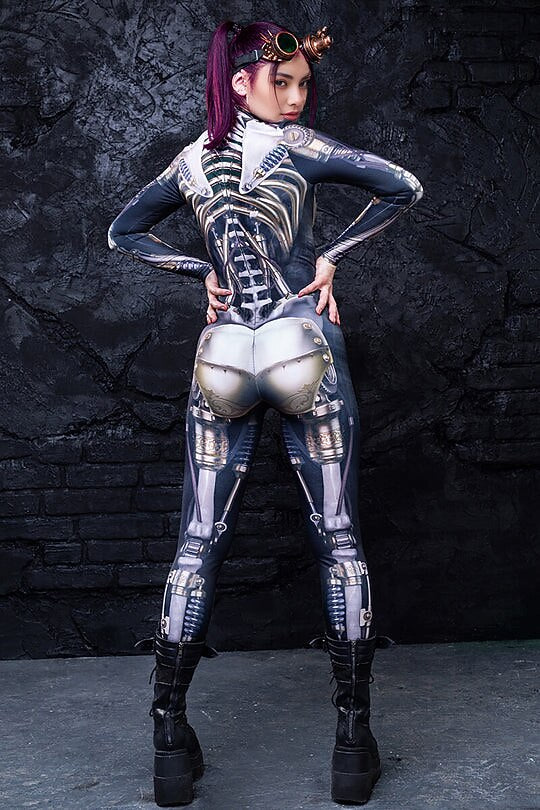 Skeleton Skull Steampunk Robot Full Body Catsuit