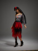 Women's Sugar Skull Bride 3-Piece Halloween Costume Set