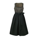 Women’s Heritage Forest Green Midi Dirndl Dress with Patterned Apron