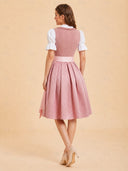 Premium Blush Pink Jacquard Oktoberfest Dirndl & White Puff Sleeve Blouse Set