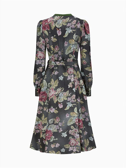 Oktoberfest Black Floral Vintage Dirndl Dress with Apron