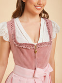 Oktoberfest Pink Midi Dirndl Dress with Pockets