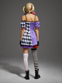 Women's Purple Diamond Jester Halloween Costume Dress