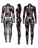 Women's Gothic Skeleton Bodysuit 3-Piece Halloween Costume Set