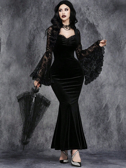 Morticia Addams Velvet Fancy Dress