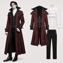 Men's Burgundy Gothic Vampire Tailcoat Costume Set