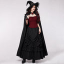 Women's Burgundy & Black Gothic Witch Outfit 5-Piece Costume Set