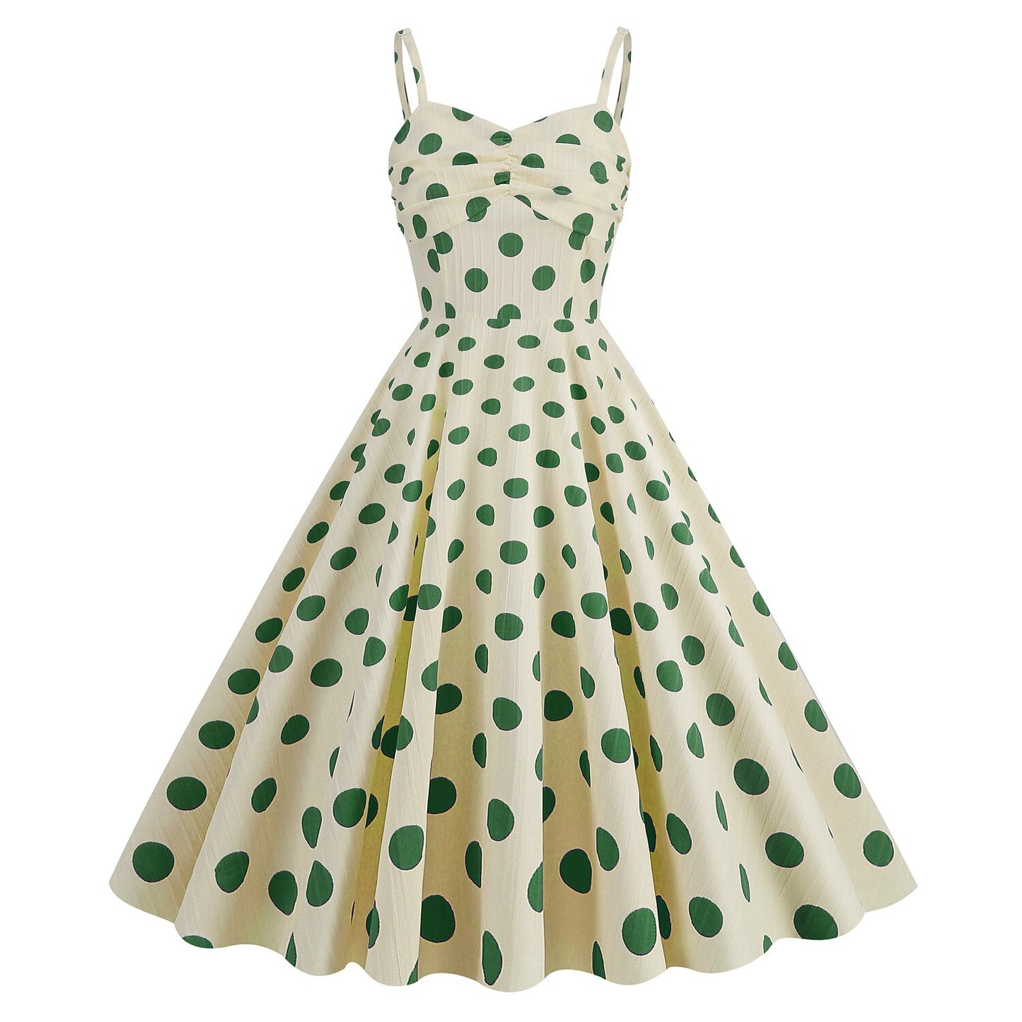Women's 1950s Polka Dot Spaghetti Strap Swing Dress