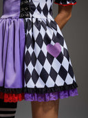 Women's Purple Diamond Jester Halloween Costume Dress