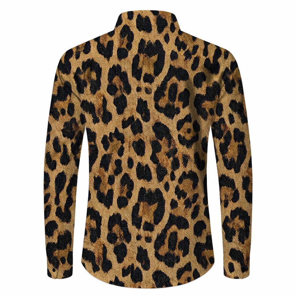 Retro 70S Leopard Long Sleeves Collar Shirt
