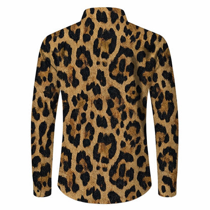 Retro 70S Leopard Long Sleeves Collar Shirt