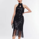 Art Deco Fringe Trim Flapper Dress
