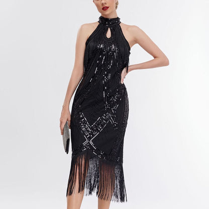 Art Deco Fringe Trim Flapper Dress