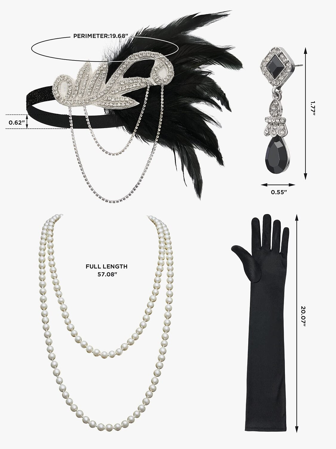4Pcs 1920s Gatsby Accessory Set