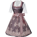 Oktoberfest Pink Embroidered Dirndl Dress with Lace Apron and Blouse - Retrorobe