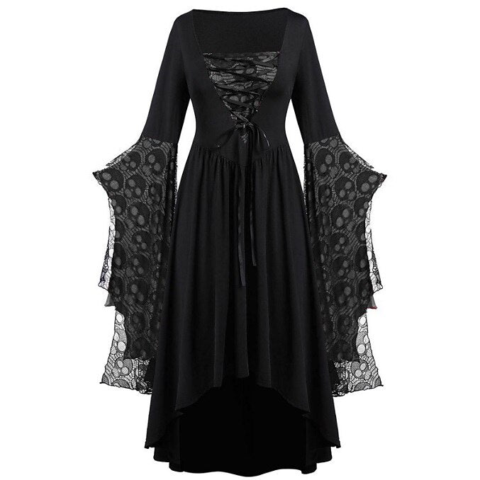 Gothic Halloween Bat Sleeve Irregular Dress