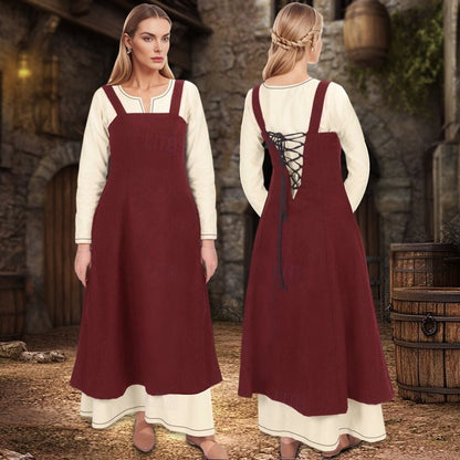 Medieval Viking Apron Overdress Tunic Set Dress