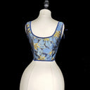 Renaissance Style Blue Pattern U-Back Corset Vest - Retrorobe