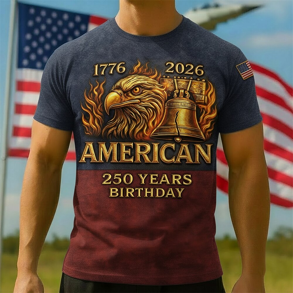 Men's American 250th Eagle Liberty Bell Printed T-shirt