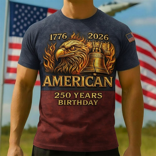 Men's American 250th Eagle Liberty Bell Printed T-shirt