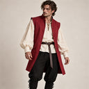 Men's Burgundy Renaissance Vest 4-Piece Costume Set