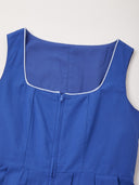 Women’s Oktoberfest Royal Blue Midi Dirndl Dress with Floral Apron