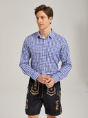 Men’s Blue Checkered Oktoberfest Shirt for Lederhosen
