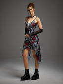 Women's Skeleton Rose Witch 4-Piece Halloween Costume Set