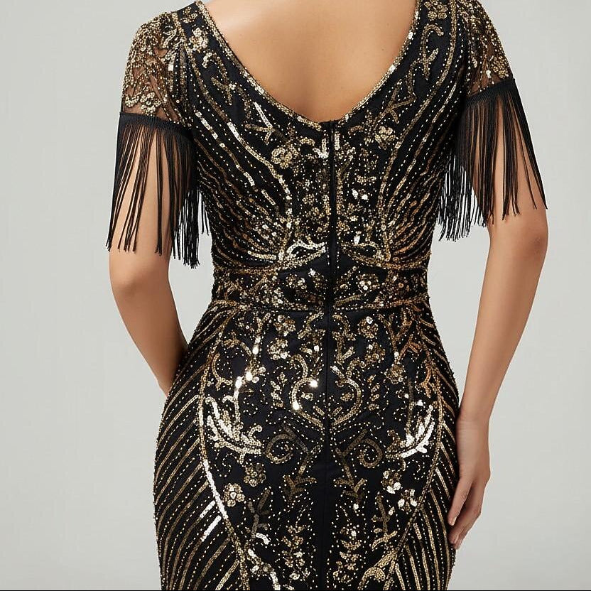 1920s Beaded Fringe Flapper Dress