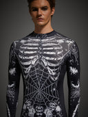 Leotard da uomo gotico con scheletro e ragnatele