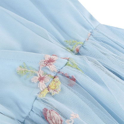 Floral Embroidered V-Neck Midi Dress