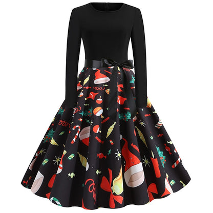 Christmas Print Fit & Flare A-Line Dress