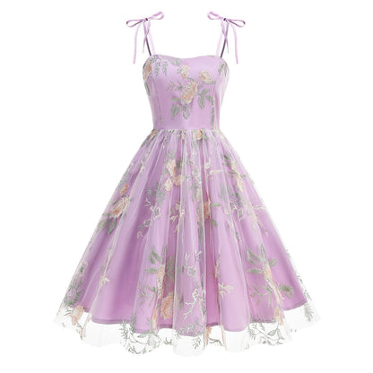 Floral Embroidered Sweetheart Midi Dress