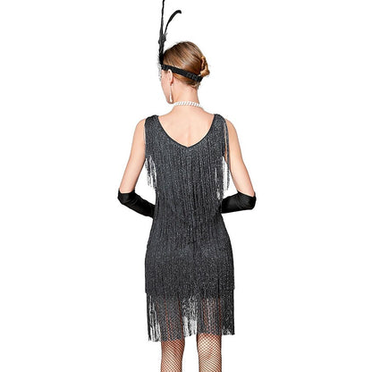 Sequin Fringe Charleston Dress with Accessories Set
