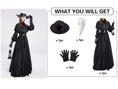 Cape de costume de médecin de la peste pour femme