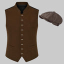 Men's Brown Heritage Vest & Newsboy Cap 2-Piece Set