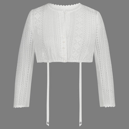Oktoberfest White Lace Long Sleeve Dirndl Blouse